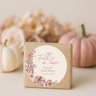 Fall in Love Pumpkin Bridal Shower Classic Round Sticker