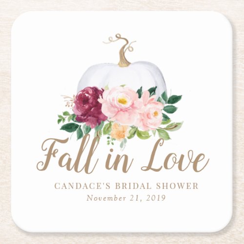Fall in Love Pumpkin Bridal Shower Coaster