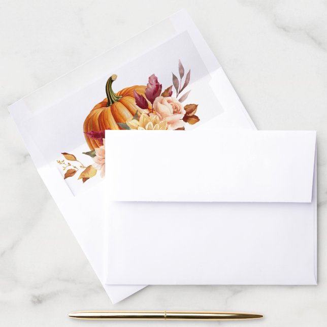 Fall in Love Pumpkin  Bridal Shower Envelope Liner (Desk)