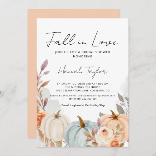 Fall in Love Pumpkin Bridal Shower Invitation