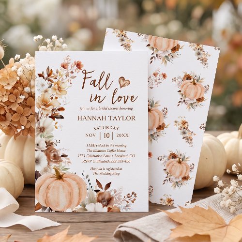 Fall in Love Pumpkin Bridal Shower Invitation