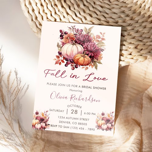 Fall in Love Pumpkin Bridal Shower Invitation