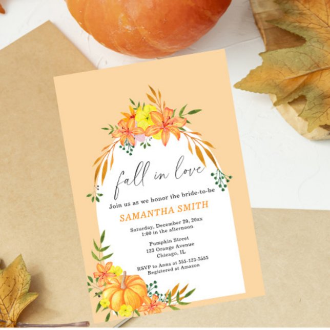 Fall in love Pumpkin Bridal Shower Invitation (Creator Uploaded)