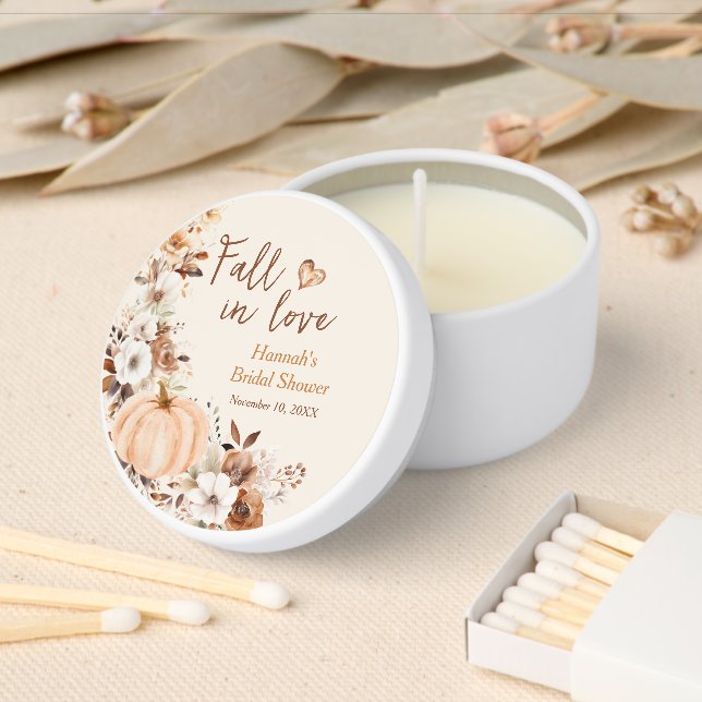 Fall in Love Pumpkin Bridal Shower Mini Candle Favors (Insitu)