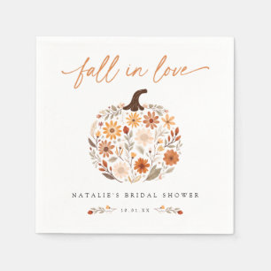 Fall in Love Pumpkin Bridal Shower Napkins