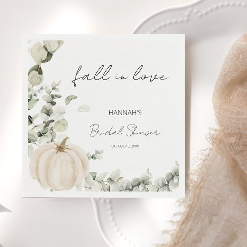 Fall In Love Pumpkin Bridal Shower Napkins