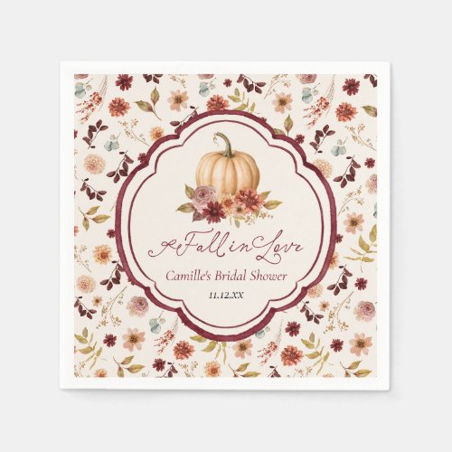 Fall in Love Pumpkin Bridal Shower Napkins