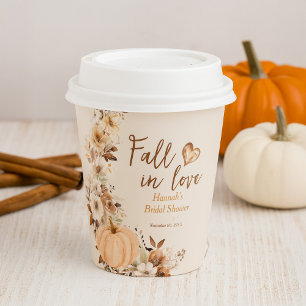 Fall in Love Pumpkin Bridal Shower Paper Cups