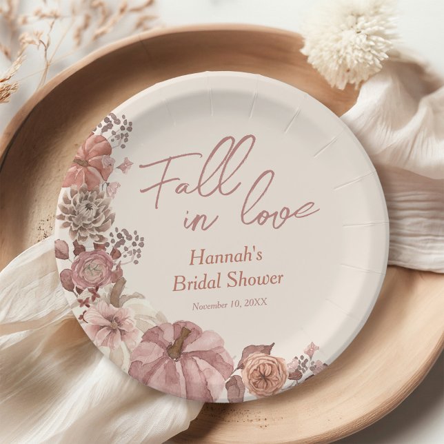 Fall in Love Pumpkin Bridal Shower  Paper Plates (Creator Uploaded)