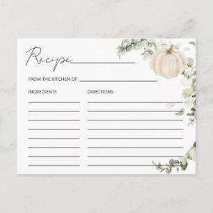 Fall in Love Pumpkin Bridal Shower Recipe Card