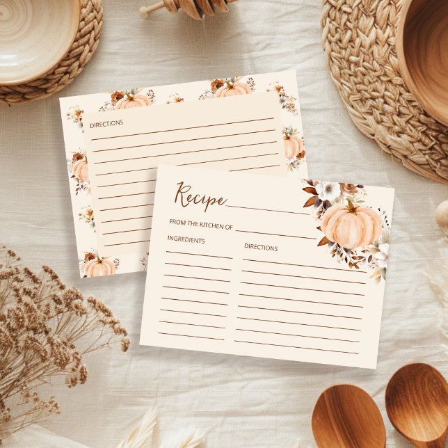 Fall in Love Pumpkin Bridal Shower Recipe Card (Creator Uploaded)