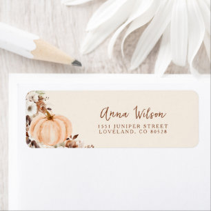 Fall in Love Pumpkin Bridal Shower Return Address Label