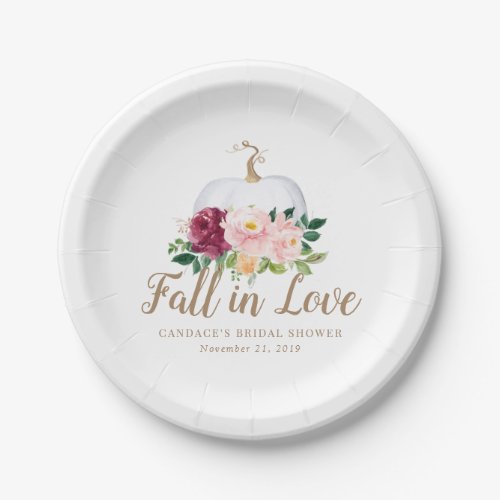 Fall in Love Pumpkin Bridal Shower Sticker Plate