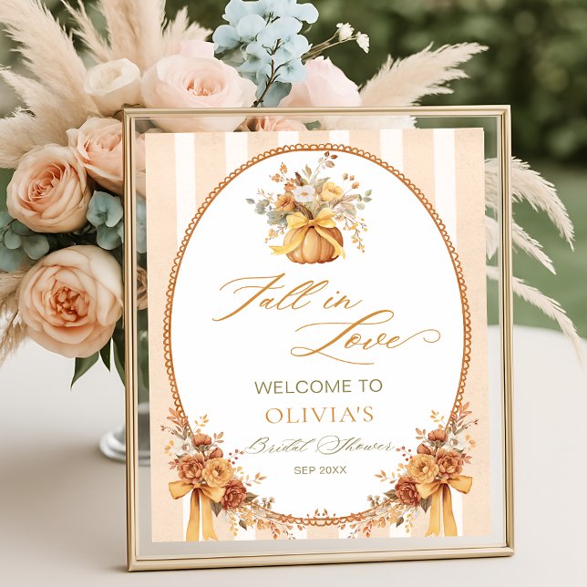 Fall in Love Pumpkin Bridal Shower Welcome Poster (Creator Uploaded)