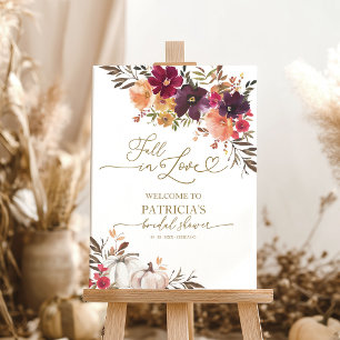 Fall In Love Pumpkin Bridal Shower Welcome Sign