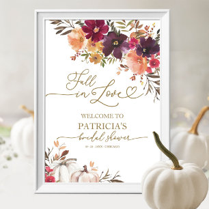Fall In Love Pumpkin Bridal Shower Welcome Sign
