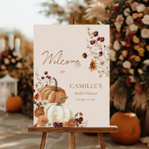 Fall in Love Pumpkin Bridal Shower Welcome Sign
