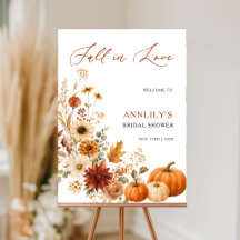 Fall in Love Pumpkin Bridal Shower Welcome Sign