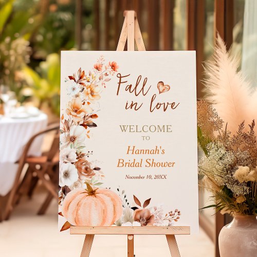 Fall in Love Pumpkin Bridal Shower Welcome Sign