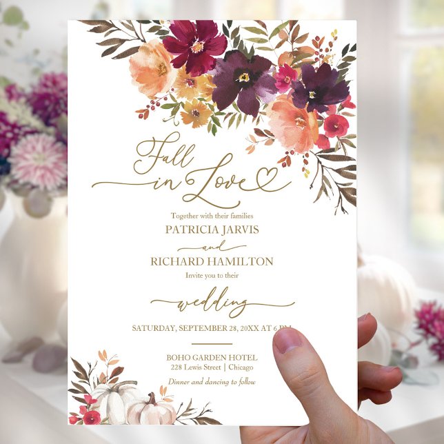Fall in Love Pumpkin Budget Wedding Invitation Flyer (Creator Uploaded)