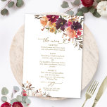 Fall in Love Pumpkin Burgundy Wedding Menu Card<br><div class="desc">Create an elegant and timeless fall-themed wedding suite that effortlessly reflects your style with personalized details.</div>
