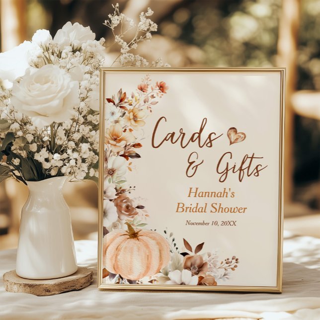Fall in Love Pumpkin Cards and Gifts Bridal Shower Poster (Creator Uploaded)