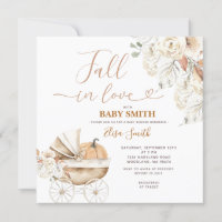 Fall In Love Pumpkin Carriage Floral Baby Shower