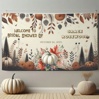 Fall In Love Pumpkin Country Rustic Bridal Shower Banner