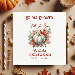 Fall In Love Pumpkin Country Rustic Bridal Shower Napkins