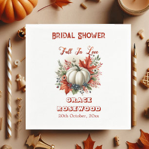Fall In Love Pumpkin Country Rustic Bridal Shower Napkins