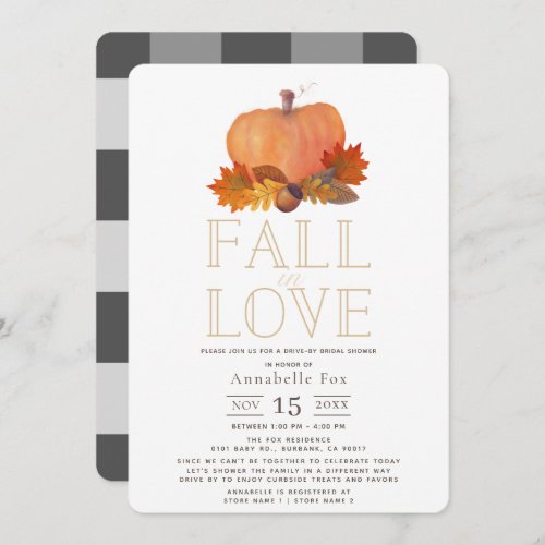 Fall in Love Pumpkin Drive_by Bridal Shower Invitation