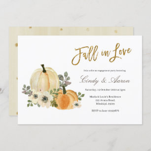 Fall in love pumpkin engagement party invitation