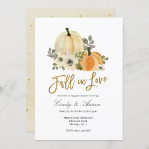 Fall in love pumpkin engagement party invitation