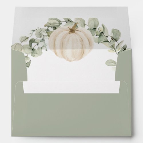 Fall in Love Pumpkin Eucalyptus Return Address Envelope