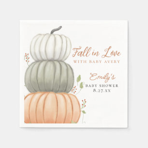 Fall in Love Pumpkin Fall Baby Shower Napkins