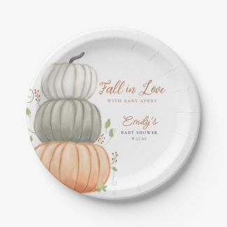 Fall in Love Pumpkin Fall Baby Shower Paper Plates