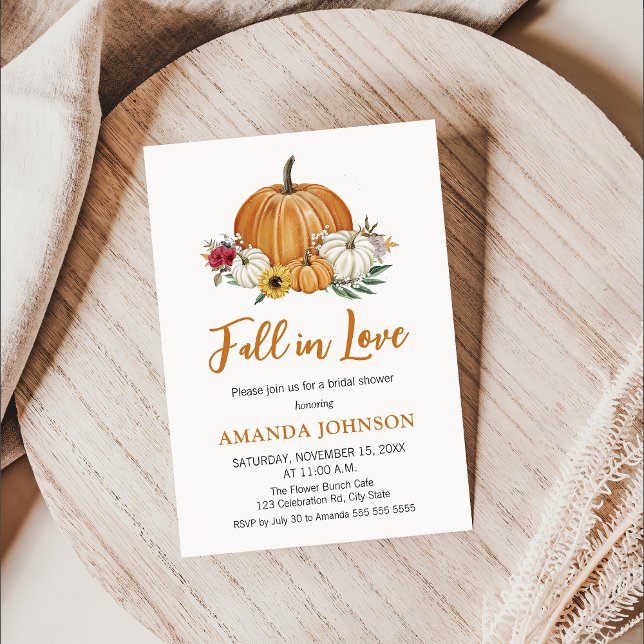 Fall in Love Pumpkin Fall Bridal Shower Invitation (Creator Uploaded)