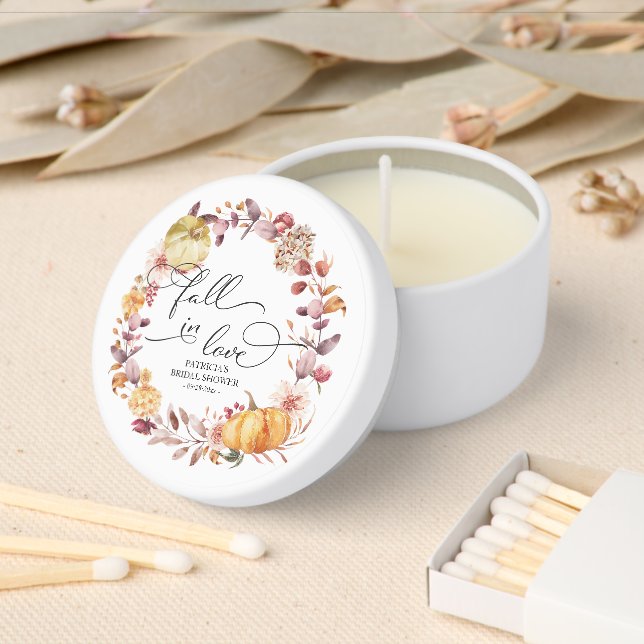Fall In Love Pumpkin Fall Bridal Shower Mini Candle Favors (Insitu)