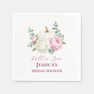 Fall in Love Pumpkin Fall Peony Bridal Shower Napkins