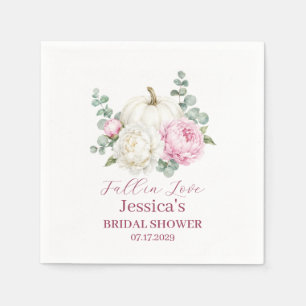Fall in Love Pumpkin Fall Peony Bridal Shower Napkins