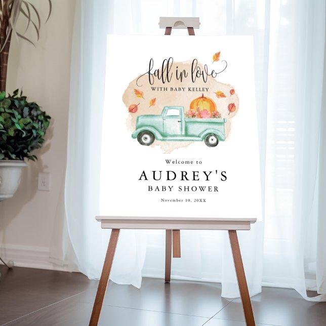 Fall in Love Pumpkin Farm Truck Shower Welcome Foam Board (A cute Welcome Sign for your shower.)