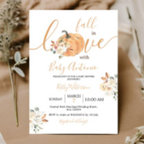 Fall in Love Pumpkin Floral Baby Shower Invitation