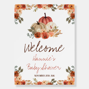 Fall in Love, Pumpkin Floral Baby Shower Welcome Foam Board