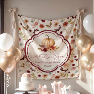 Fall in Love Pumpkin Floral Bridal Shower Backdrop