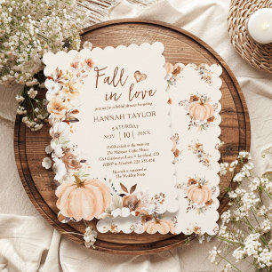 Fall in Love Pumpkin Floral Bridal Shower Invitation
