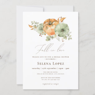 Fall In Love Pumpkin Floral Bridal Shower Invitation