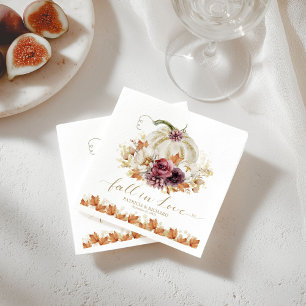 Fall in Love Pumpkin Floral Wedding Napkins