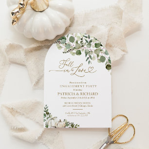 Fall In Love Pumpkin Greenery Engagement Party  Invitation