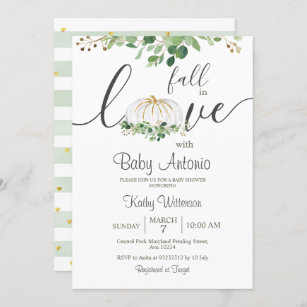 Fall in Love Pumpkin Greenery Floral Baby Shower Invitation