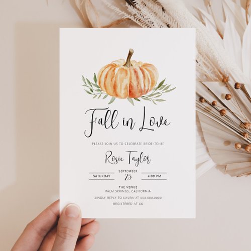 Fall In Love Pumpkin Greenery  Invitation